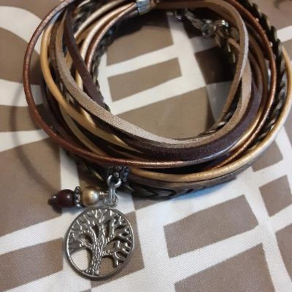 2 BOHO Tree of Life Leather Wrap Bracelets Browns - Picture 4 of 5